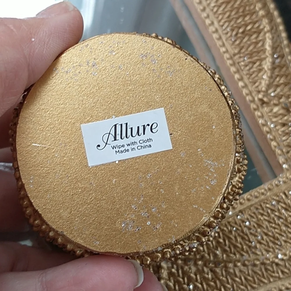 Allure Gold 3 Piece Vanity Set NWOT Mirrored Tray, Frame, Round Trinket Box